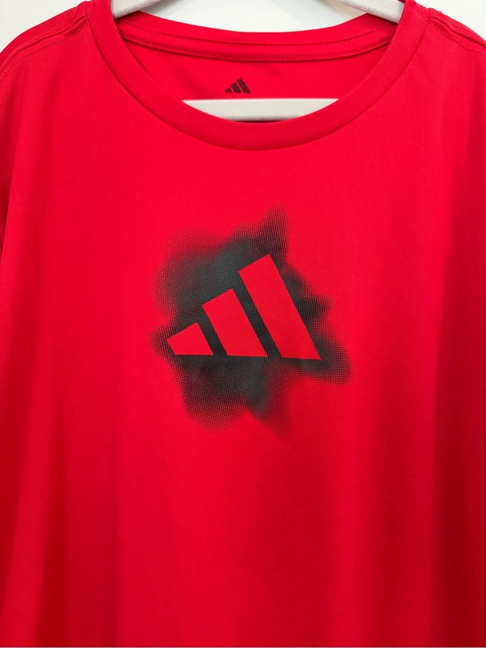 Adidas Boy’s Red Short Sleeve Tee with Black Logo